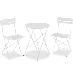 Best Choice Products 3-Piece Small Bistro Set, Folding Patio Furniture Set of 2 Chairs and Table White