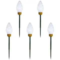 Northlight LED Lighted C9 Style Christmas Pathway Lawn Stakes - 8'- Clear - 5ct