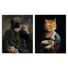 Stupell Industries Historical Painting Animals 2pc Canvas Wall Art Set Design by Alicia Longley 