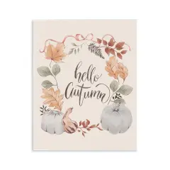 Stupell Industries Hello Autumn with Garland Wall Plaque Art Design by Andrea Jasid Grassi