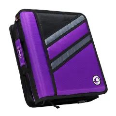 Case&middot;it Z-Design Zippered Binder with Tab File, D-Ring, 1-1/2 Inches, Purple