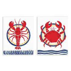 Stupell Industries Coastal Lobster & Crab 2pc Wall Plaque Art Set Design by Yvette St. Amant