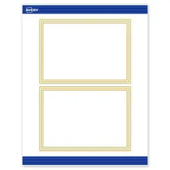 Avery Printable Rectangle Invitation Cards, Gold Multi-Lined Border, 5" x 7", Matte White Rectangle Invitation Cards, Laser/Inkjet, 20ct, Great for Invitation Cards