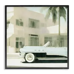 Stupell Industries Miami Car & Palm Tree Framed Giclee Wall Art Design by Noah Bay
