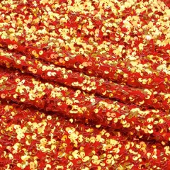 1 Yard Stretch Velvet Sequin Fabric 2 Way Polyester Spandex 36" x 60" Length by Width Red/Irid R