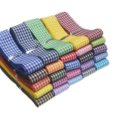 50yards Assorted 25 Colors Gingham Ribbon Craft DIY Gift Packing Hair Bow Accessory (1", Multi-Colored)