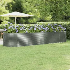 vidaXL Garden Raised Bed Powder-coated Steel 155.9"x39.4"x26.8" Gray