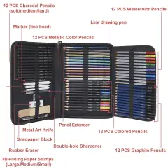 72 Pieces Drawing and Sketching Colored Pencils Set , Art Supplies Professional Art Pencils Kit, Drawing Gifts for Teens Beginners Artists and Adults