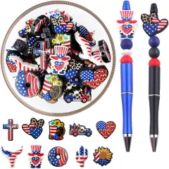 40Pcs Patriotic Focal Beads 4th of July