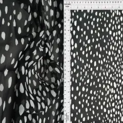1 Yard Hi Multi Chiffon Animal Print Fabric 57/58&Prime; Wide 100% Polyester BLK/IVORY