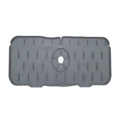 Handy Housewares Silicone Sink Faucet Drip Tray, Behind Faucet Water Catcher Drying Mat - 5.5" x 14.6", Prevents Water Splash and Keep Countertops Dry Dark Grey