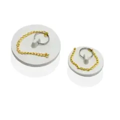 Handy Housewares 2pc Durable Rubber Sink Drain Stopper Plug Set with Pull Chain for Bathtub, Kitchen and Bathroom