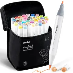 Ohuhu Honolulu B 48 Mid-tone Colors Alcohol-Based Markers - Dual Tip Brush & Fine