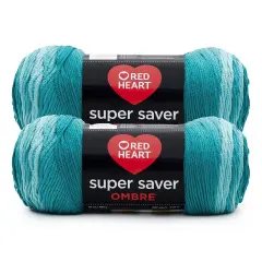 Red Heart Super Saver Yarn 12 Pack-Deep Teal Ombre