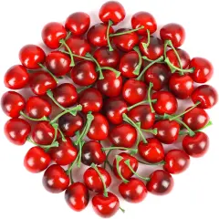 50pcs Artificial Fruit Cherries,Lifelike Fake Cherry Simulation Decor