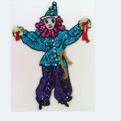 10" x 7 1/4" Mardi Gras Juggler Sequin Applique/Patch