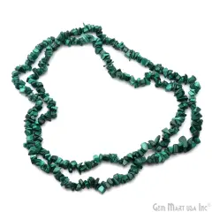 Malachite Chip Beads, 34 Inch, Natural Chip Strands, Drilled Strung Nugget Beads, 7-10mm, Polished, GemmartUSA (CHMC-70004)