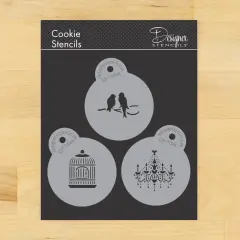 Mini Love Birds & Chandelier Cookie Stencil Set | C838 by Designer Stencils | Cookie Decorating Tools |