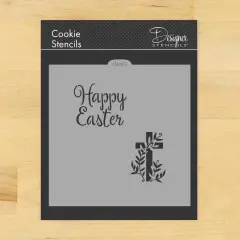Happy Easter Cookie & Craft Stencil | CM083 by Designer Stencils | Cookie Decorating Tools | Baking Stencils for Royal Icing, Airbrush, Dusting Powder | Craft Stencils for Canvas, Paper, Wood | Reusable Food Grade Stencil