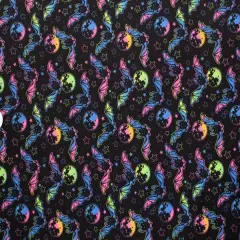 1 Yard Rainbow Bats Blacklight Reactive Spandex Fabric for Swimwear, Dancewear, Leggings, and Costumes 58/60 Inches Wide