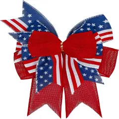 4th of July Bow Red White Blue Wreath Bows Patriotic Decoration for Memorial Day, Veteran's Day (9.5 x 13 inch)