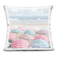 Stupell Industries Bright Beach Umbrellas Scene Decorative Printed Pillow design by Amber Sterling, 18 x 7 x 18
