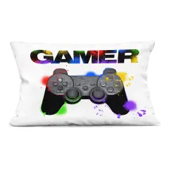 Stupell Industries Gamer with Paint Smear Decorative Printed Pillow design by Marcus Prime, 14 x 7 x 20