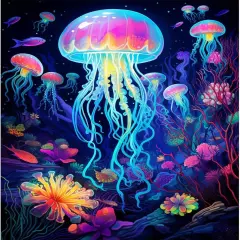 Diamond Painting Kits for Adults Glowing Jellyfish DIY 5D Diamond Art Kits for Kids Beginners Full Drill Diamond Dots Crystal Craft Kits for Home Wall Art Bedroom Decor Gifts 11.8x15.7 inch