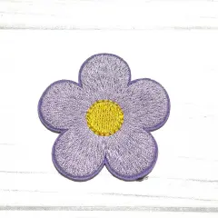 Flower embroidered patch Lilac