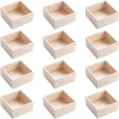 6" x 6" Unfinished Wooden Box Storage, Mini Wood Crates