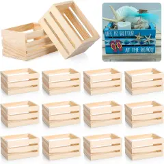 12 Pcs Decorative Wood Crates Nesting Storage Container