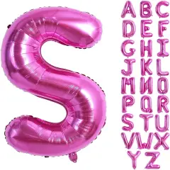 40 Inch Large Rose Red Letter S Balloons - Giant Hot Pink Alphabet Letter Balloons for Birthday Party Anniversary Supplies Decorations