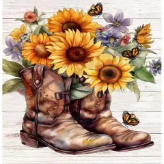 Boot Diamond Painting Kits for Adults,5D Butterfly Sunflower Flowers Diamond Art Kits for Beginners,DIY Full Drill Diamond Gem Art with Painting Kits for Home Wall Decor 12 x 16 Inch