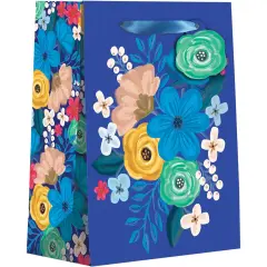 Pack/6: Floral Delight Blue Gift Bag - 6 x 3 x 7-1/2"