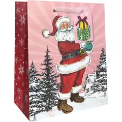 Pack/6: Retro Santa Gift Bag - 8 x 4 x 10"