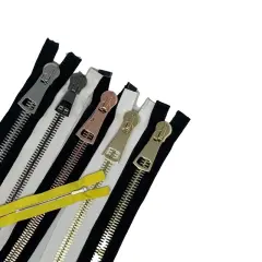 14MM Black & White Shiny Nickel European Style Open Bottom Jacket Zipper 36"