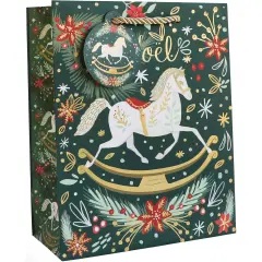Pack/6: Rocking Horse Noel Gift Bag - 8 x 4 x 10"