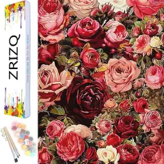 Rose Paint by Number for Adults Beginners,12" Wx16 L Canvas for Painting Kits for Adults in Colorful Box,Paint by Numbers for Home Wall Art Decor-