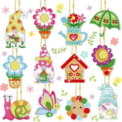 12 Pieces Spring Diamond Painting Kit Keychain