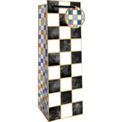 Pack/6: Black & White Checkers Wine Bag - 4-1/2 x 4-1/2 x 14"