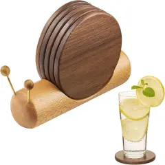 Set of 5 Wooden Coasters for Drinks