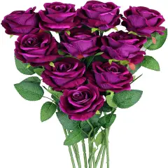 10pcs Purple Artificial Rose Flower Bouquet