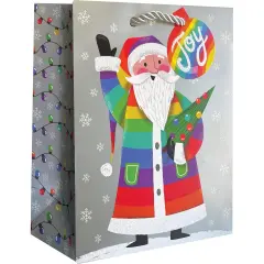 Pack/6: Rainbow Santa Gift Bag - 6 x 3 x 7-1/2"