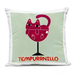 Stupell Industries Tempurrnillo Cat Wine Outdoor Printed Pillow design by Carrie Cantwell, 18 x 7 x 18