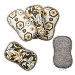 Leaf Tiles Reusable Scrubbies, Set of 4