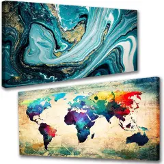 2 Pack Diamond Painting Kits,Abstract Wave Diamond Painting Kits for Adults, 5D Diamond Art Kits for Adults Map 16x28inch Home Wall Decor