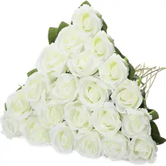 20 Pcs Artificial Rose Flowers Bouquet with Long Stem