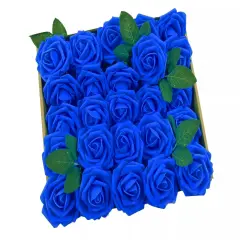 50pcs Artificial Flowers Foam Roses Wedding Party DIY Decor Blue