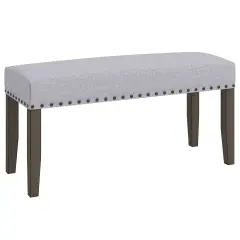42.5 Inch Grey Upholstered Entryway End of Bed Bench with Padded Seat and Wooden 4 Legs
