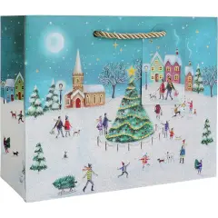Pack/6: Christmas Village Gift Bag - 12-1/2 x 5 x 10"